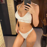 S - XL 9 Colors Crochet Knitted Bikini Top Female Swimsuit Women Swimwear Bather Bathing Suit Swim Hollow Out Beach Top V4194