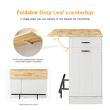 ONBRILL Stationary Kitchen Island With Storage And Two Chairs