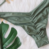 Bikini 2026 Sexy Rhinestone Leaf Pendant Metal Chain Solid Swimwear Swimsuit Women Bikinis Set Bathing Suit Beach Bikini Female
