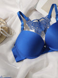 blue embroidery set 2-piece set of sexy Front button bra beautiful back butterfly fashion bra push up women's set  A2120