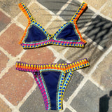 Hand Hook Bikini 2025 Bandeau Biquini Women Sexy Swimsuit Female Push Up Swimwear Solid Patchwork Bathing Suit Crochet Beachwear