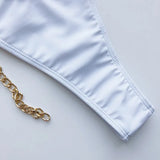 DEKA Chain Swimwear Women's New Hollow Out Metal One-piece Swimsuit High Elasticity Beach Vacation Style Halter Bikini Female