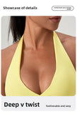 YOGA Naked Feeling Strappy Padded Sports Bras for Women - Fitness Workout Top Criss Cross Back Yoga sports Bras No steel ring