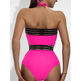 Sexy One Piece Swimsuit Swimwear Women Hollow Mesh Patchwork Halter High Waist Beachwear Bathing Suit 2026 Maillot De Bain Femme