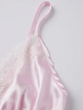 2026 Summer Women Pajama Sets Lace Trim Satin Babydoll Camisole Tops and Shorts Sets Lounge Sleepwear