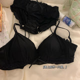 Women's French Ruffle Bralette Set | Wirefree Push Up with Silk Touch Thin Cups for Small Chest | Sweet & Trendy MOYISU Bra S-XL