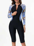 2026 Zipper Slim Swimsuit Women Long Sleeve & Knee One Piece Swimwear Female Bather Bathing Swimming Swim Surf Suit Beachwear