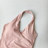 Sexy V-neck Cross Halter Neck Yoga Vest Sleeveless Sports Bra with Chest Pad Naked Sense Fitness Top with Beauty Back Design for