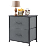JHK Nightstand Bedside Table With Fabric Drawers And Storage
