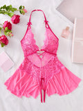 Womens Lace Bodysuit Halter Soft Comfortable Underwear
