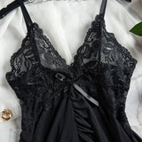 Transparent Red Lingerie Women's Underwear Sleepwear Lace Nightdress And Panty Pijamas Sets Female Nighty