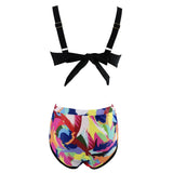 DEKA Women Two Piece High Waist Large Bikini Set New Plus Size Bandage Push Up Swimwear Retro Printed Swimsuit Bathing Suits