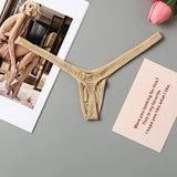 4PCS Thong Sexy Low Waist Mini Panties Deep V Thong Women's Breathable One Line Bikini Bottom Thong Female Panty Women Underwear