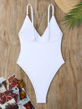 2026 Sexy Solid Swimsuit One Piece High Cut Swimwear Women V neck Backless Bathers Bathing Swimming Swim Suit Female Beachwear