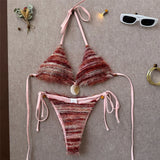 Printed Halter Bikini Women Swimwear Female Swimsuit High Leg Cut Padded Bather Bathing Suit Swim Two-pieces Bikini set K8119