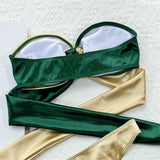 New Sexy Splicing Bandeau Strapless Bikini Women Swimwear Female Swimsuit Two-Pieces Bikini Set Bather Bathing Suit Swim V3859