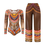 2025 Long Sleeve Sheer Sun Protection One-Piece Set Swimsuit Women Sexy Rash Guard Swimwear Bodysuit Beachwear With Cover up