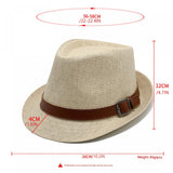 Fashion Men Jazz Fedora Hat Summer Straw Beach Sun Hat Short Brim Trilby with Belt Breathable Buckle Panama Cap