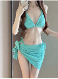 Bikini Swimsuit Women's Three Piece Split Sexy Small Chest Gathering Beach Vacation Swimsuit