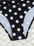 Sexy Black Polka Dot Print Bikini Set 2026 Women Pleate Push Up Drawstring Side High Waist Swimsuit Beach Bathing Suit Swimwear