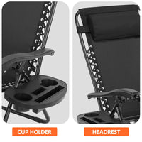 Zero Gravity Chair Patio Recliner Chair Folding Camping Chairs with Cup Holder Adjustable Headrest Reclining Lounge Chair
