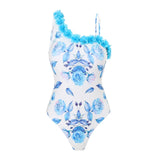Womens One Piece Swimsuit with Cover Up Print Skirts Beachwear Female Swimwear 2025 Flower Print Bathing Suits for Women Holiday