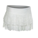 Y2k Women Lace Mini Skirt Ruffle Low Waist Double Layer Short A Line Skirts Fairycore Layered Korean Summer Skirts Streetwear