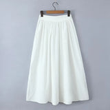 Summer Women White Cotton Dress Set 2025 Top+skirt 2 Pcs Outfit Ruffles Button Slim Top A-line Maxi Skirt Beach Casual Dress