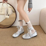 2026 Women Satin Ballet Shoes Breathable Lightweight Ribbon Lace Up Non Slip Square Toe for Office Summer Daily All Season Wear