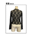 European and American autumn elegant and fashionable women's lace fungus slim long-sleeved top