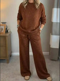 Autumn Winter Women Two Piece Set O Neck Long Sleeve Sweatshirt Drawstring Pants Suit Female Printed Christmas Outfits