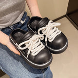 2025 DIY Laceup Platform Slippers For Women Home Street Garden Shoes Thick Sole Fashion Clogs Girls Summer Sandals Beach Slides