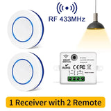 RF 433MHz Wireless  10A Relay Receiver Remote Control Light Switch 220V 110V Mini Round Button Wall Panel Switch For LED Lamp