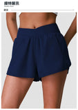 Summer Breathable Yoga Shorts V High Waist Pocket Loose Sports Pants Quick Drying Hip Lifting Running Training Fitness Shorts