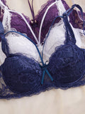 3Pcs Sexy Lace Women's Bra Crisscross Straps Underwire Push-Up Bralette Thin Soft Fashion Lingerie