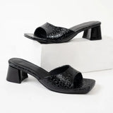 2026 Summer New Fashion Women High Heels Slippers Square Toe Shoes for Women Design Open Toe Slingback Slides Female Zapatos