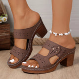 Lightweight High-Heeled Sandals Women Plus Size 43 Hollow Out Thick Heel Slippers Woman Summer Slip On Platform Sandles Female