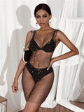 XS-2XL 15 Colors Rhinestones Fishnet Dress O-Neck Grid Swimsuit Bikini Cover Up Beach Pool Party Cover-ups for Swimwear Women