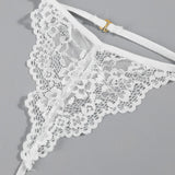 Porn 3pcs Lace Underwear Set Women Sexy Lingerie Halter Bra and Panties Garter Intimate Erotic Babydolls Sex Costumes
