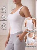 Racerback Tank Top for Women Sleeveless Ribbed Padded Camisole Summer Casual Sports Top Vest