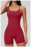 Summer New Hollow Open Back Criss Cross Yoga Jumpsuit Women Outdoor Solid Sleeveless Hip Lifting Pleate Sports Fitness Suits