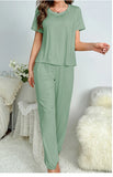 Women's Sleepwear Spring and Summer New Pajamas Women's Short-sleeved Trousers Set Classic Solid Color Casual Loungewear