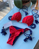 Sexy Solid color Women's Swimsuit Two-piece Triangle Swimwear Braiding rope Bikinis Set Beach Bathing Suit Brazilian Biquinis