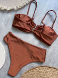 Shiny Sparkling U Shaped Female Swimsuit High Waist Bikini Women Swimwear Two-pieces Bikini Set Pool Bathing Suit Swim Beachwear
