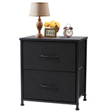JHK Nightstand Bedside Table With Fabric Drawers And Storage