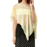 Women Loose Boat Neck Irregular Coverup Tops Casual See Through Shrug Solid Color Sheer Mesh Poncho