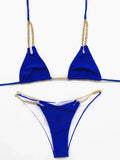 Sexy Cow Print Halter Metal Chains Brazilian Bikini Women Swimsuit Female Swimwear Two Pieces Bikini Set Bathing Suit Swim Lady