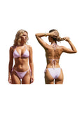 2026 New Womens Stripe Bikini Sets Halter Bra Tops with Tie-up Thong 2 Pcs Set Swimsuits Stylish Sexy Beach Pool Bathing Suit