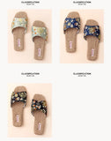 Breathable Indoor Linen Slippers For Women Men Home Floor Shoes Chinese Style Emrobidery Anti-slip Couples House Bedroom Slides