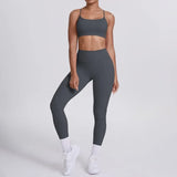 Women's Seamless Yoga Set Cross Back Sports Bra & High Waist Booty Lifting Yoga Leggings Gym Running Fitness Workout Outfit